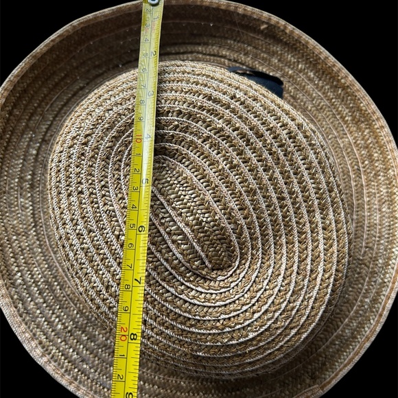 Eric Javitz Straw Packable Sun Hat Woven with Black Bow Band - Picture 6 of 10